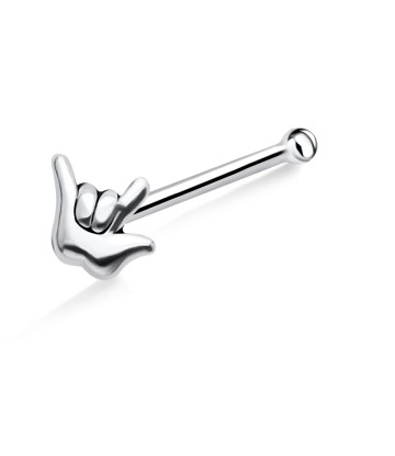 Rock Symbol Shaped Silver Bone Nose Stud NSKD-788